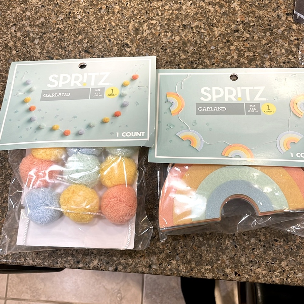 Spritz rainbow and Pom Pom garland